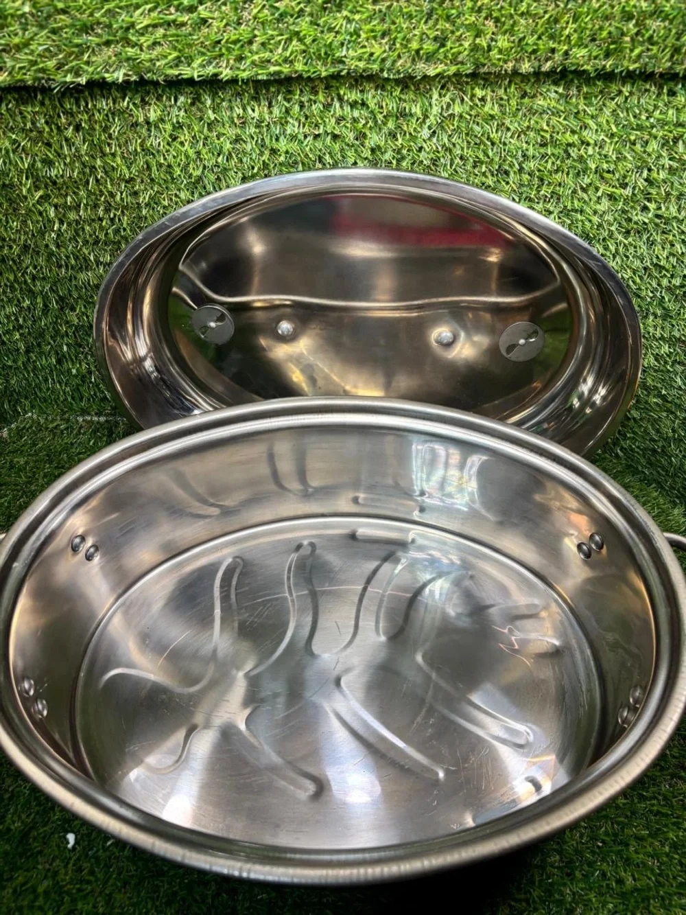 BASICS Oval Roaster Pan with Lid - Stainless Steel - 10728 - NO RACK - Used